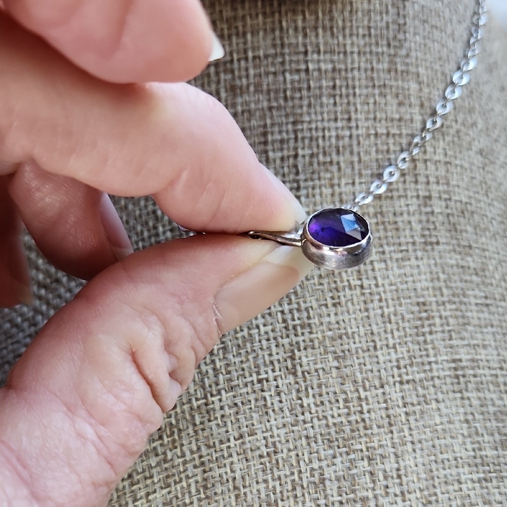 Handmade Amethyst Sterling Silver  Gemstone Pendant. Wearable Art - Picture 6 of 12